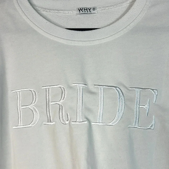 WHY Dress White "BRIDE" Embroidered Crewneck Sweater - Small - GUC - Picture 3 of 10